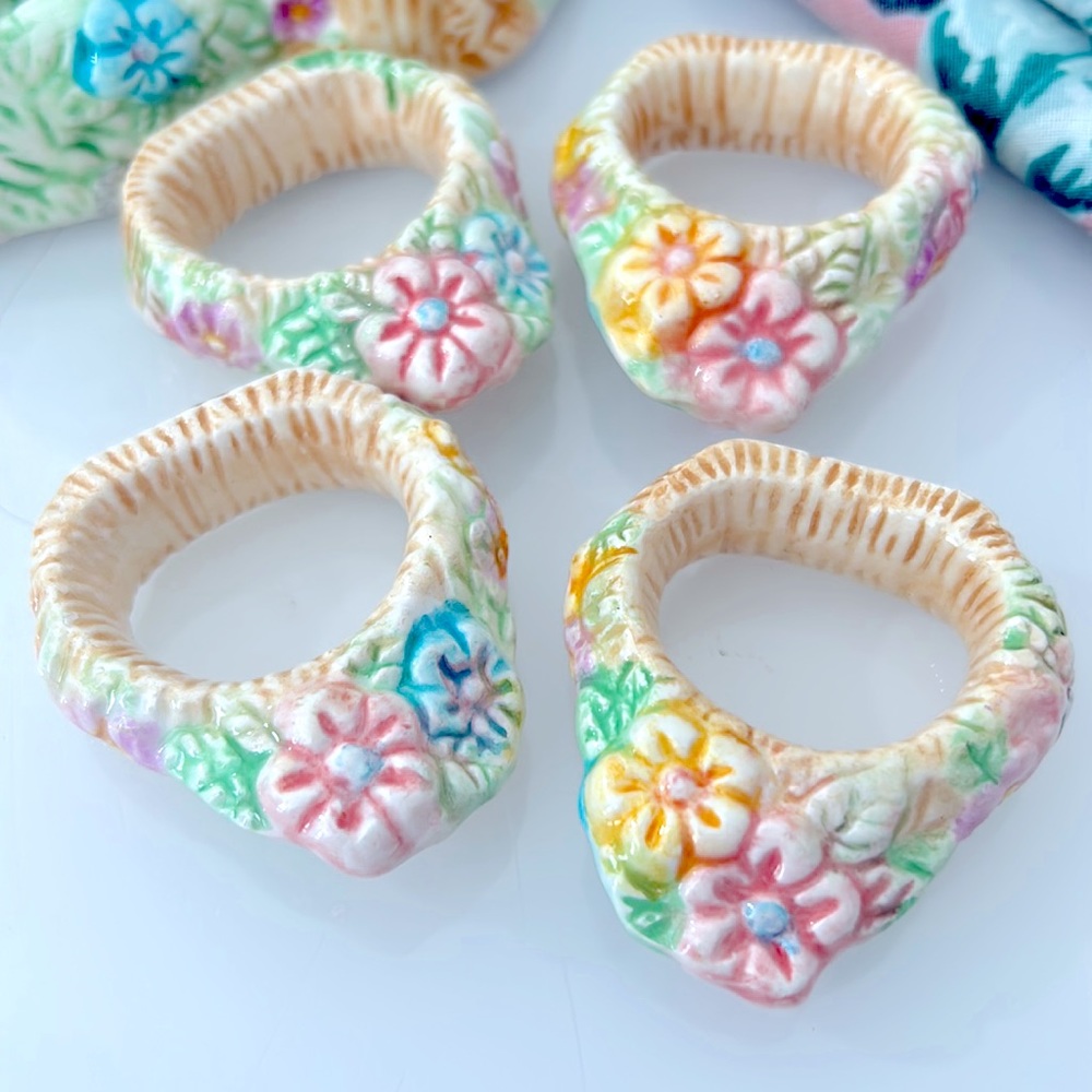 VINTAGE EASTER NAPKINS RING BUNDLE - Picture 2 of 4